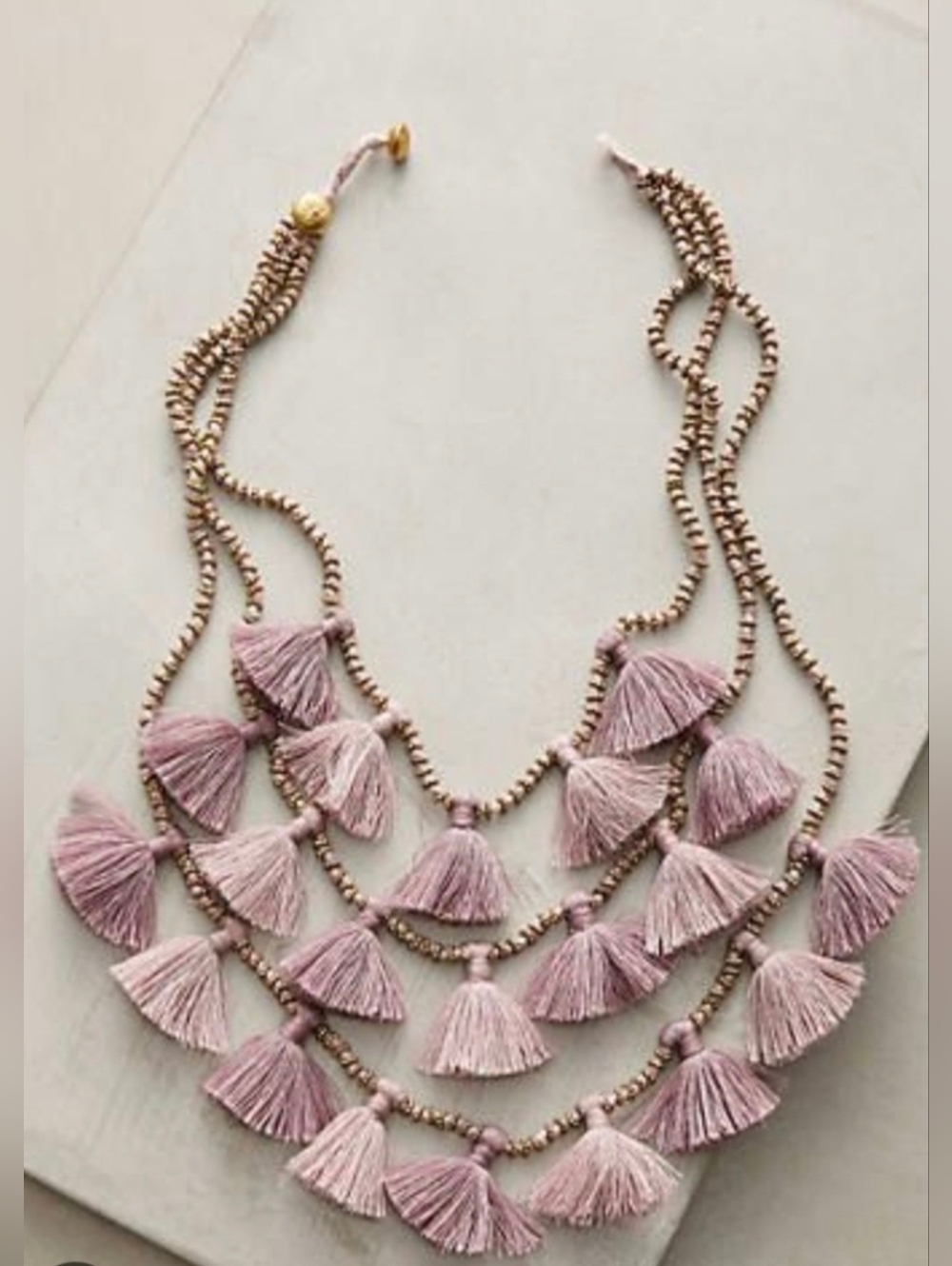 Bluma Project Multi-Strand Dusty Pink Tassel Necklace NWT - Picture 3 of 5